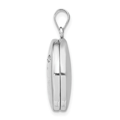 Sterling Silver Rh-pltd Diamond LOVE TO THE MOON Round Locket