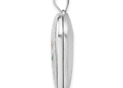 Sterling Silver Rhodium-plated Enameled Rose Ash Holder Heart Locket (Style QLS985)