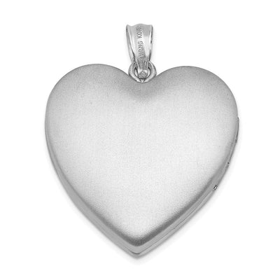 Sterling Silver Rhodium-plated Enameled Rose Ash Holder Heart Locket, 30 x 23.75mm