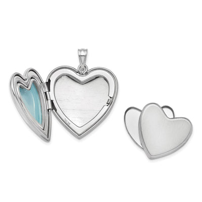 Sterling Silver Rhodium-plated Enameled Rose Ash Holder Heart Locket, 30 x 23.75mm
