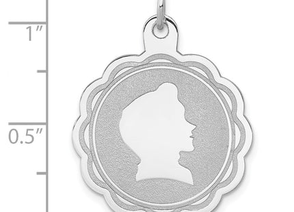 Sterling silver disc charm, another view