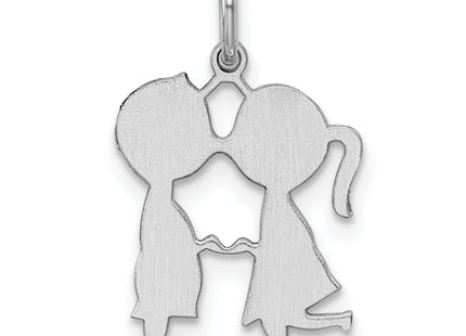 SS Rh-plt Engraveable Boy/Girl Polished Front/Satin Back Disc Charm