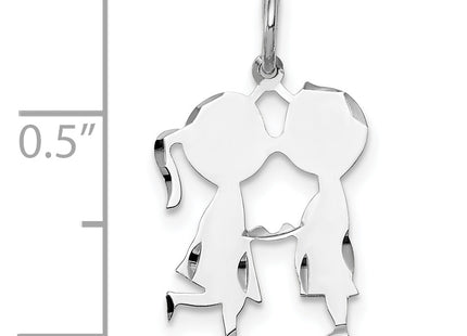 SS Rh-plt Engraveable Boy/Girl Polished Front/Satin Back Disc Charm