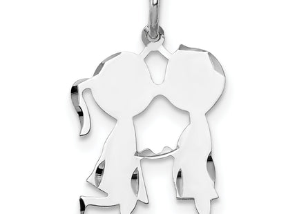 SS Rh-plt Engraveable Boy/Girl Polished Front/Satin Back Disc Charm