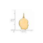 Gold Plated Sterling Silver Facing Right Engravable Boy Head Charm, Satin Back, 0.89mm Thick, 19 x 10mm view