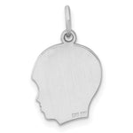 Sterling Silver Facing Right Engravable Boy Head Charm, Satin Back, 0.46mm Thick, 17 x 14mm view
