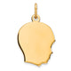 Gold Plated Sterling Silver Facing Right Engravable Boy Head Charm, Satin Back, 0.46mm Thick, 22 x 14mm