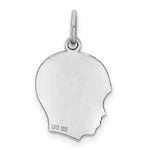 Sterling Silver Facing Left Engravable Boy Head Charm, Satin Back, 0.69mm Thick, 17 x 14mm view
