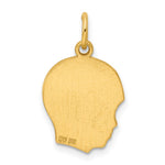 Gold Plated Sterling Silver Facing Left Engravable Boy Head Charm, Satin Back, 0.89mm Thick, 22 x 14mm view