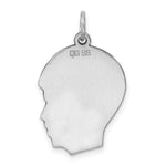 Sterling Silver Facing Right Engravable Boy Head Charm, Satin Back, 0.46mm Thick, 23 x 17mm view