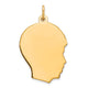 Gold Plated Sterling Silver Facing Right Engravable Boy Head Charm, Satin Back, 0.89mm Thick, 28 x 17mm