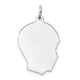 Sterling Silver Facing Right Engravable Boy Head Charm, Satin Back, 0.89mm Thick, 23 x 17mm