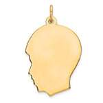 Gold Plated Sterling Silver Facing Left Engravable Boy Head Charm, Satin Back, 0.89mm Thick, 28 x 17mm view
