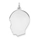 Sterling Silver Facing Left Engravable Boy Head Charm, Polished Back, 0.69mm Thick, 28 x 17mm