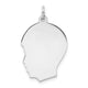 Sterling Silver Facing Left Engravable Boy Head Charm, Satin Back, 0.69mm Thick, 33.75 x 25.3mm