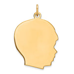 Gold Plated Sterling Silver Facing Right Engravable Boy Head Charm, Satin Back, 1.27mm Thick, 31.00 x 20.00mm view