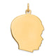 Gold Plated Sterling Silver Facing Right Engravable Boy Head Charm, Satin Back, 0.69mm Thick, 31 x 20mm