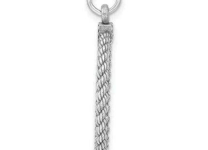 Sterl Silver Rh-plt Engraveable Round with Rope Polished Front/Back Disc