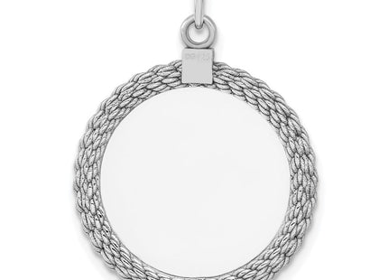 Sterl Silver Rh-plt Engraveable Round with Rope Polished Front/Back Disc