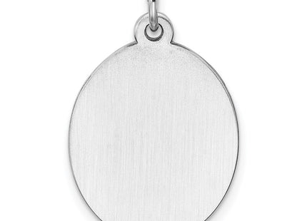 Sterling Silver Rhod-plate Eng. Oval Polish Front/Back Disc Charm, 26 x 17mm (35P)