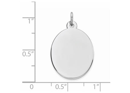 Sterling Silver Rhod-plate Eng. Oval Polish Front/Back Disc Charm, 26 x 17mm (35P)