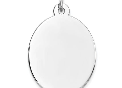 Sterling Silver Rhod-plate Eng. Oval Polish Front/Back Disc Charm, 26 x 17mm (35P)