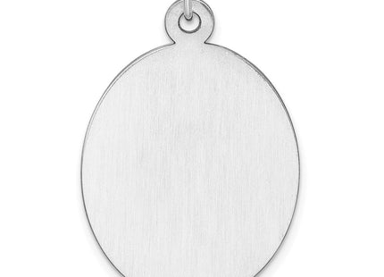 Sterling Silver Rhod-plate Eng. Oval Polish Front/Back Disc Charm