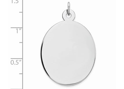 Sterling Silver Rhod-plate Eng. Oval Polish Front/Back Disc Charm