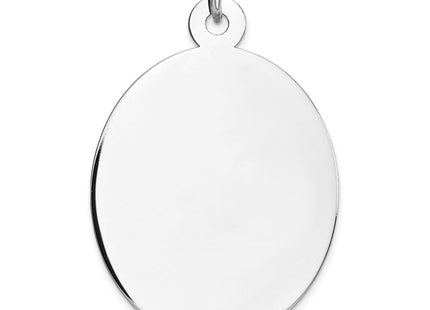 Sterling Silver Rhod-plate Eng. Oval Polish Front/Back Disc Charm