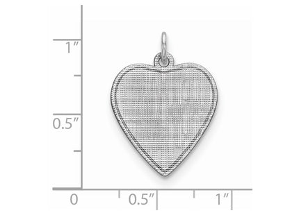SS Rh-plt Engraveable Heart Patterned Polished Front/Satin Back Disc