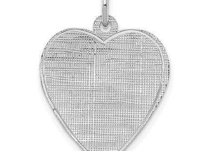 SS Rh-plt Engraveable Heart Patterned Polished Front/Satin Back Disc