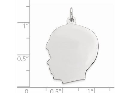 Sterling Silver Rhod-plate Eng. Boy Polished Front/Satin Back Disc Charm, 32 x 21mm (27)