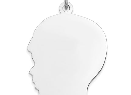 Sterling Silver Rhod-plate Eng. Boy Polished Front/Satin Back Disc Charm, 32 x 21mm (50)