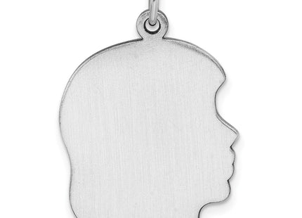 Sterling Silver Rhod-plate Eng. Girl Polished Front/Satin Back Disc Charm, 31 x 20mm