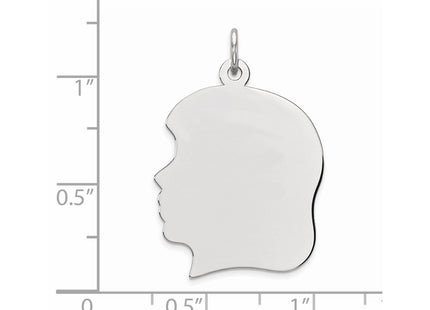 Sterling Silver Rhod-plate Eng. Girl Polished Front/Satin Back Disc Charm, 31 x 20mm (27)