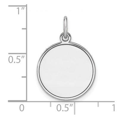 Sterling Silver Rhod-plated Eng. Rnd Polish Front & Back Disc Charm, 21 x 15.4mm