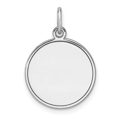 Sterling Silver Rhod-plated Eng. Rnd Polish Front & Back Disc Charm, 21 x 15.4mm