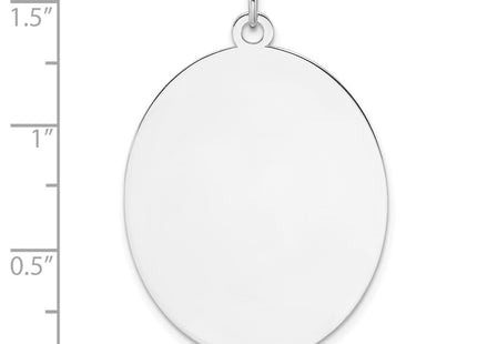 Sterling Silver Rhod-plate Eng. Oval Polish Front/Back Disc Charm, 38 x 26.3mm