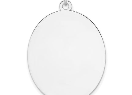 Sterling Silver Rhod-plate Eng. Oval Polish Front/Back Disc Charm, 38 x 26.3mm