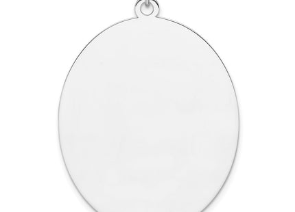 Sterling Silver Rhod-plate Eng. Oval Polish Front/Back Disc Charm, 43.5 x 30.75mm (18P)