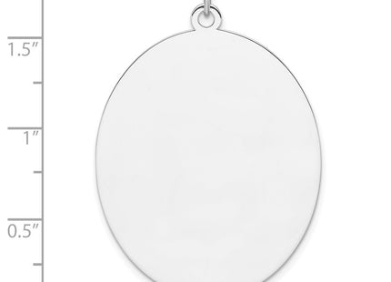 Sterling Silver Rhod-plate Eng. Oval Polish Front/Back Disc Charm, 43.5 x 30.75mm