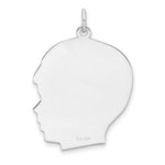 Sterling Silver Facing Right Engravable Boy Head Charm, Polished Back, 1.27mm Thick, 33 x 25.5mm view
