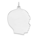 Sterling Silver Facing Right Engravable Boy Head Charm, Polished Back, 1.27mm Thick, 33 x 25.5mm view