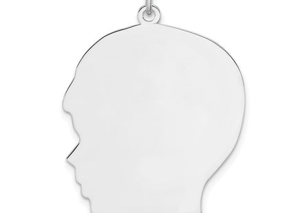 Sterling Silver Rhod-plate Eng. Boy Polished Front/Satin Back Disc Charm, 33.75 x 25.3mm