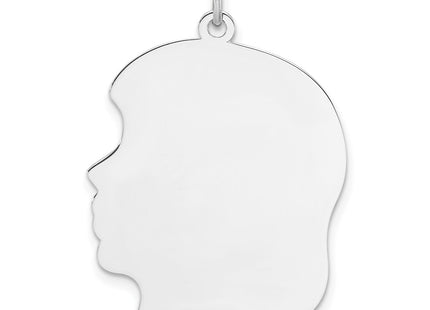 Sterling Silver Rhod-plate Eng. Girl Polished Front/Satin Back Disc Charm, 32.75 x 23.8mm