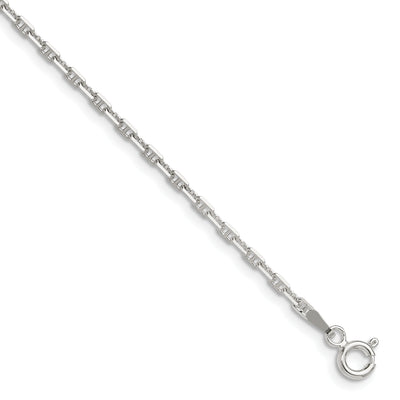Sterling Silver Polished and D/C Mariner Link Chain, 9 x 2mm