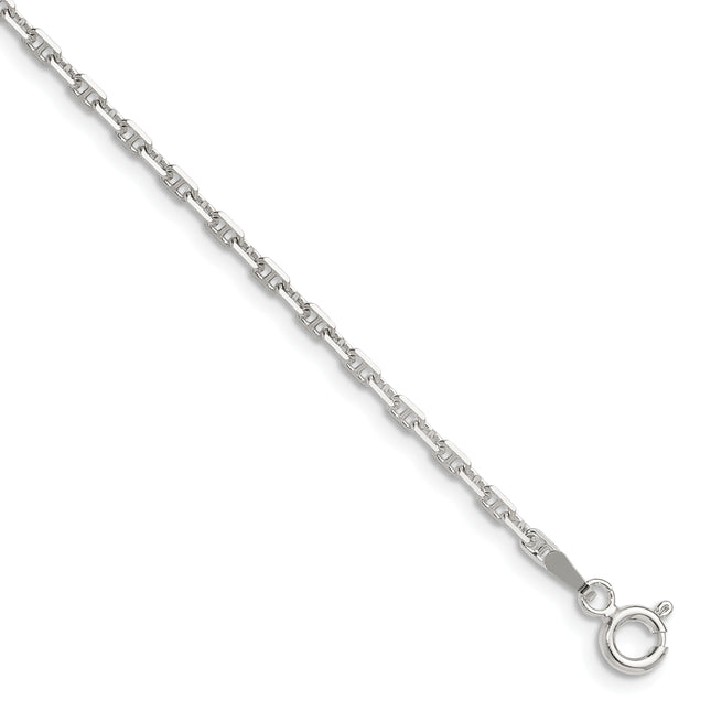 Sterling Silver Polished and D/C Mariner Link Chain, 9 x 2mm