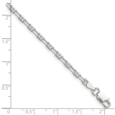 Sterling Silver Polished and D/C Mariner Link Bracelet, 7 x 3mm