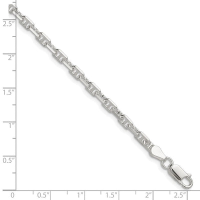 Sterling Silver Polished and D/C Mariner Link Bracelet, 7 x 3.75mm
