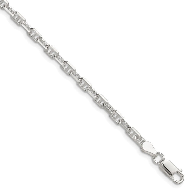 Sterling Silver Polished and D/C Mariner Link Bracelet, 7 x 3.75mm